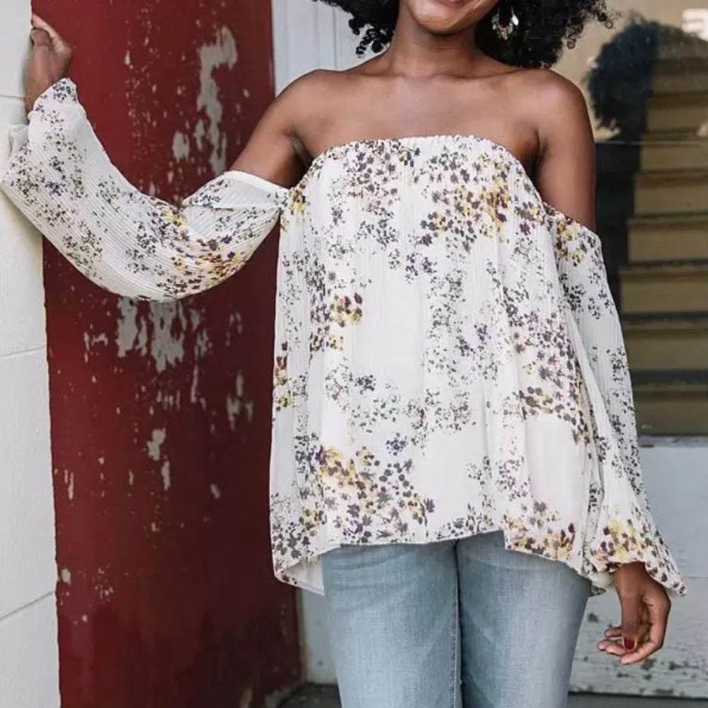 Pleated Off The Shoulder Top